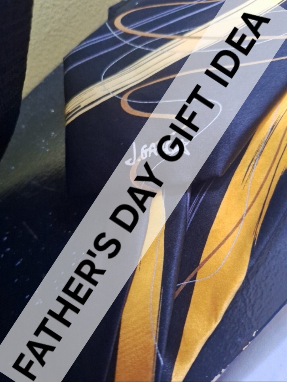 J. Garcia Numbered Black and Mustard Yellow Printed Mens Necktie